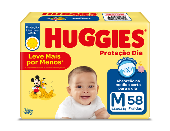 Fralda Huggies Proteção Dia M - 58 fraldas